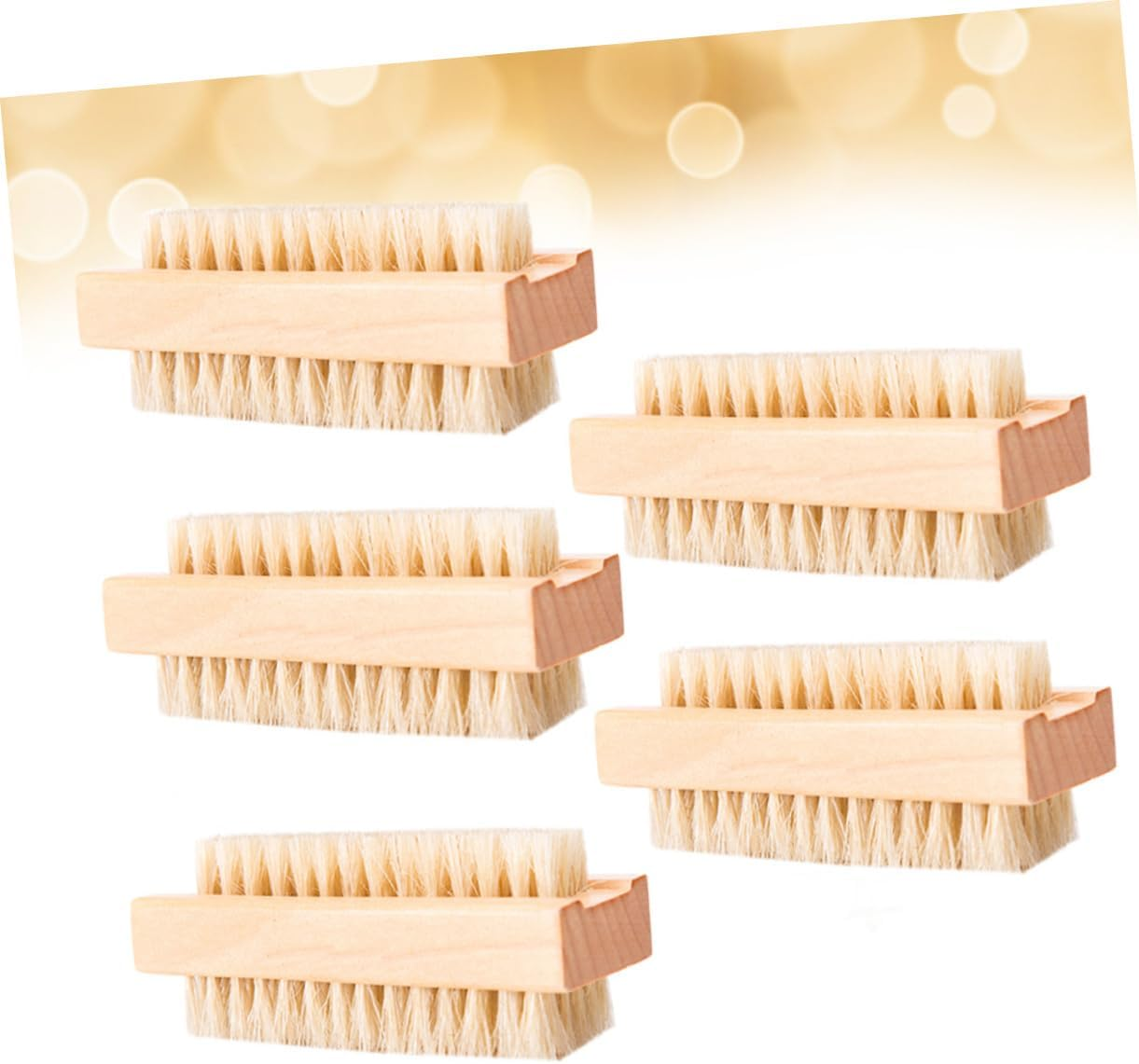 BIUDECO 5 Pcs Pig Mane Cleaning Brush Wooden Hand Washing Brush for Fingernails Household Use for Dirt Removal Craftsmanship image number 2