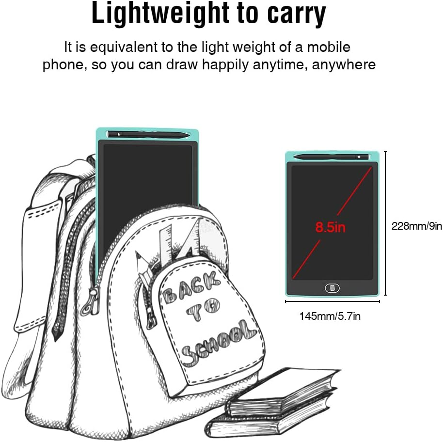 [2 Pack] 8.5 Inch Colourful LCD Writing Tablet, TIQUS Digital Ewriter with Erase Lock Switch, Electronic Graphics Drawing Board, Portable Handwriting Doodle Pad for Office Home Learning Light Blue image number 6