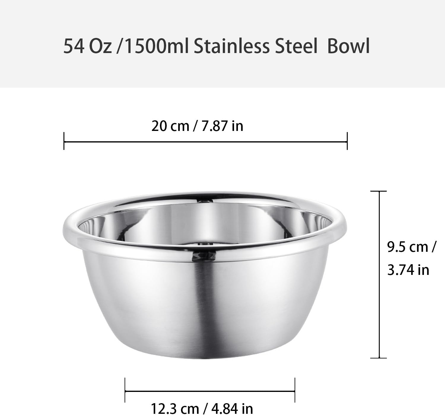 WANBY Stainless Steel Bowls Set 54 Oz Large Metal Salad Bowls Unbreakable Dinner Bowls Set Dishwasher Safe for Kitchen Home Camping Outdoor Party BBQ (4) image number 2