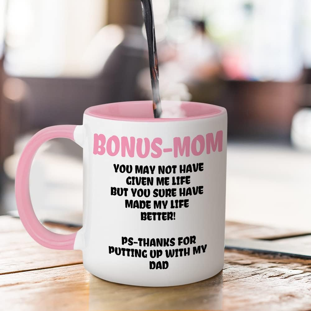 Fatbaby Bonus Mom Coffee Mug,Funny Coffee Mug Gifts for Step Mom from Daughter Son Stepdaughter,Mother'S Day Birthday Gifts for Stepmom image number 2