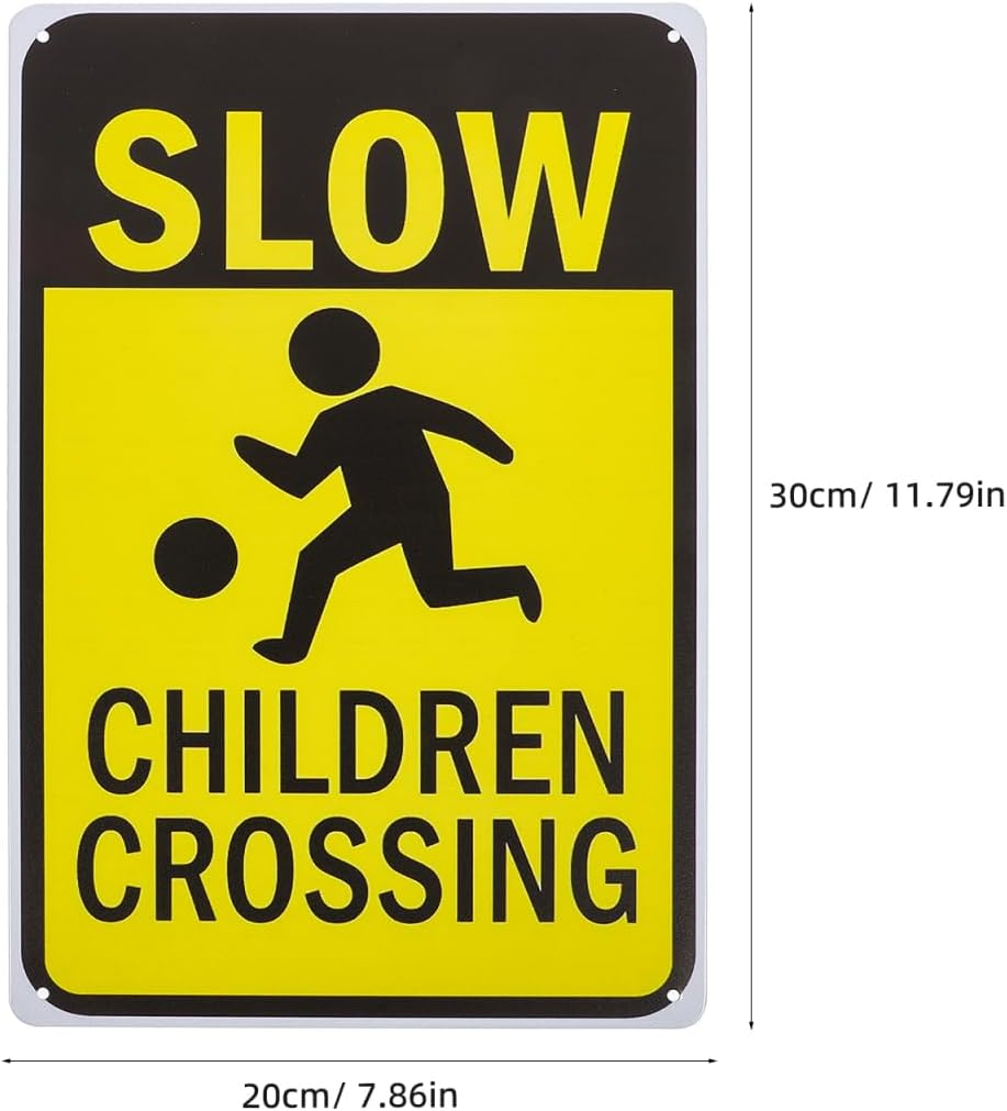 JECOMPRIS 2Pcs Safety Signs Slow at Play Signs Sidewalk Signs Road Signs Neighborhood Signs Please Slow down Sign Slow Children Playing Sign Driveway Signs Slow Sign Yellow Iron Sheet image number 5