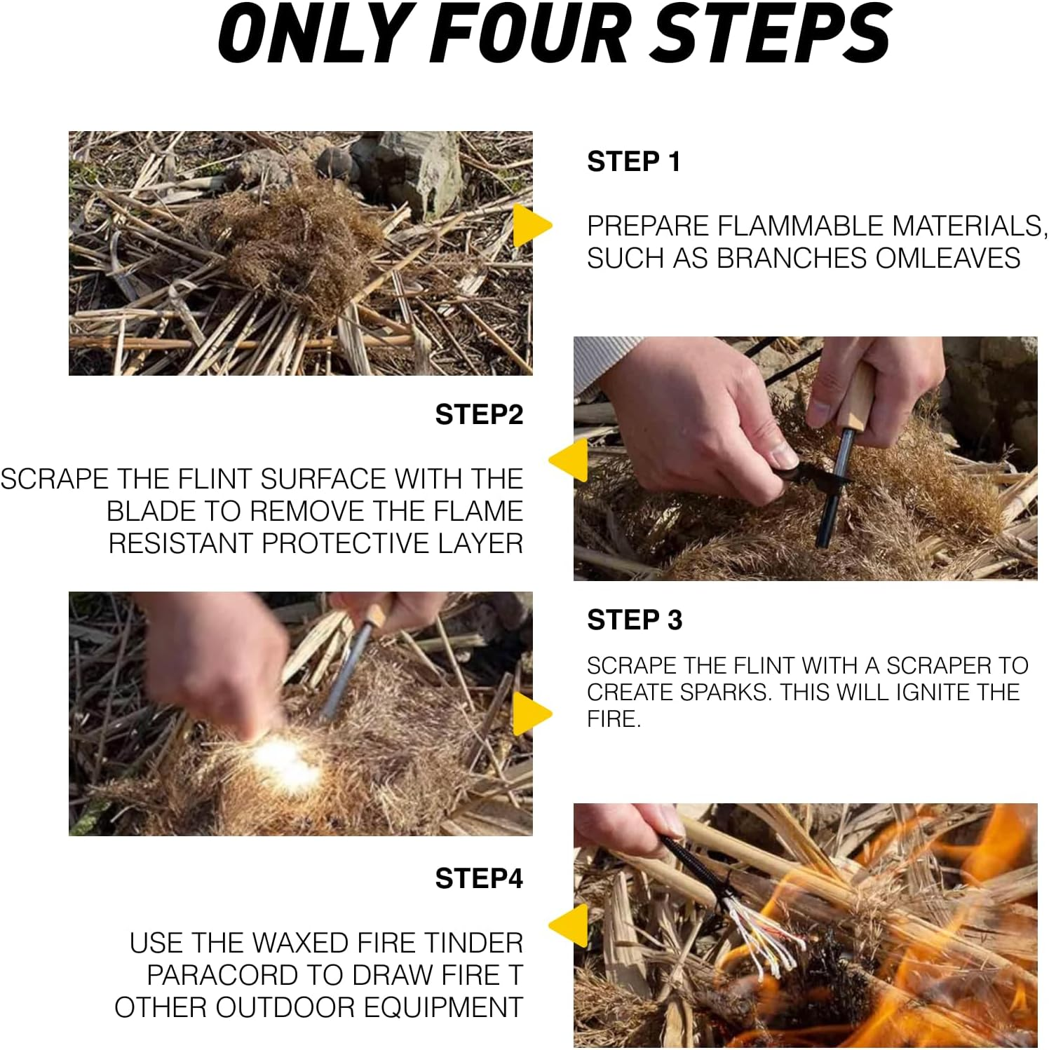 2 Pack Fire Starter Survival Tool, Flint and Steel with Ferro Rods Fire Starters for Campfires, Outdoor Activities, Emergency Fire Making, Compact Multi Tool with Bottle Opener, Durable Magnesium Kit image number 2