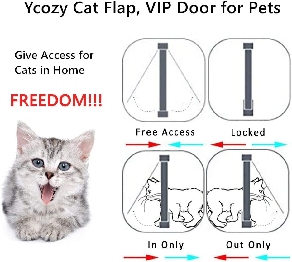 Ycozy Large Cat Doors Outer Size 9.9" X 9.3" 4-Way Locking Indoor Pet Door for Interior Exterior Door Wall Window, Weatherproof Cat Flap for Kittens & Dogs Easily Install image number 6