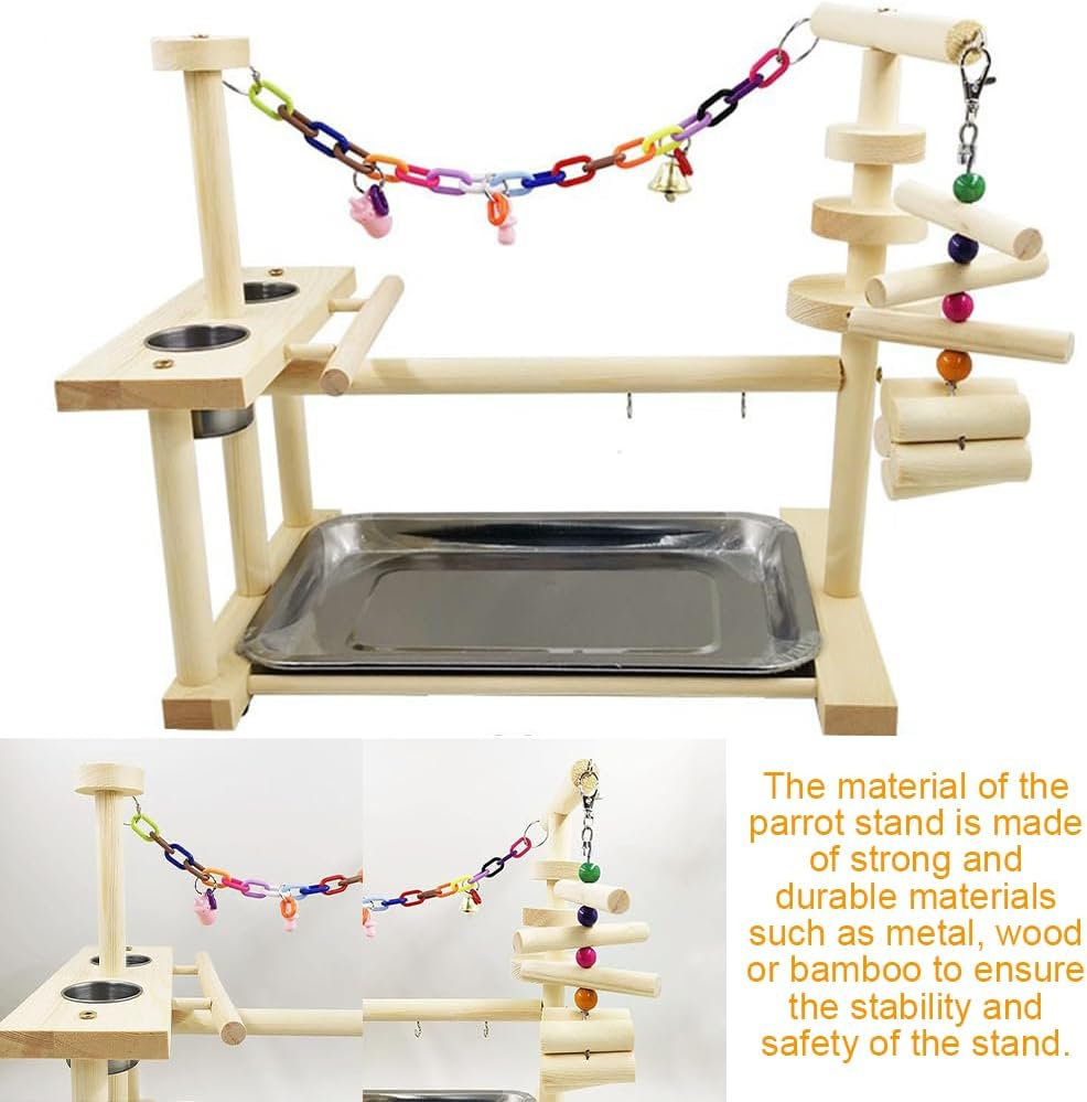 HPAMR Bird Playground, Bird Perches Stand, Parrot Climbing Frame Stand, Birds Interactive Playground, Easy Assembly Includes Colorful Toys and Perch for Parakeets Conures Cockatoos and Finches image number 4