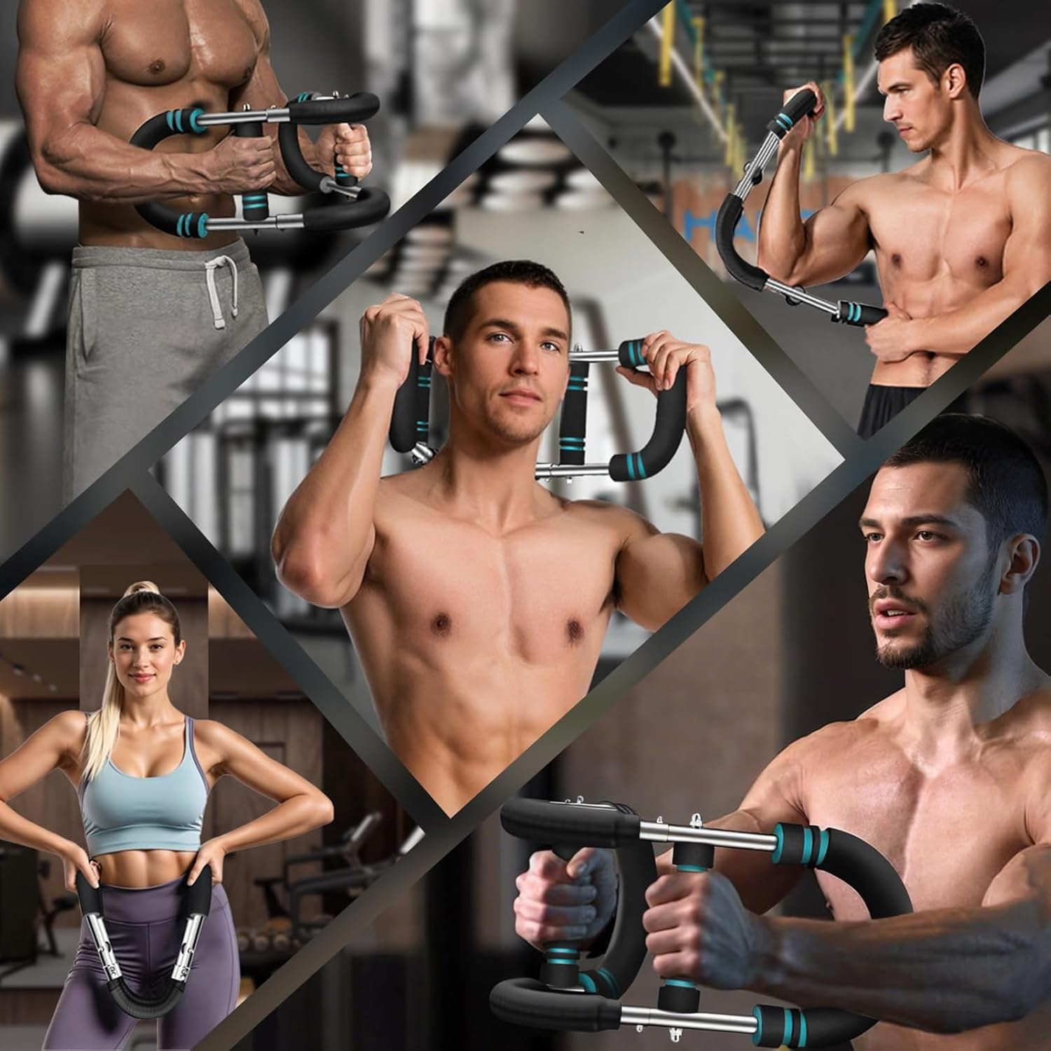 Saker Arm Trainer, 60-100Lb Adjustable Hydraulic Power Bar for Arm, Chest & Twister for Muscle Building, Portable Detachable Upper Body Fitness Machine for Home & Gym