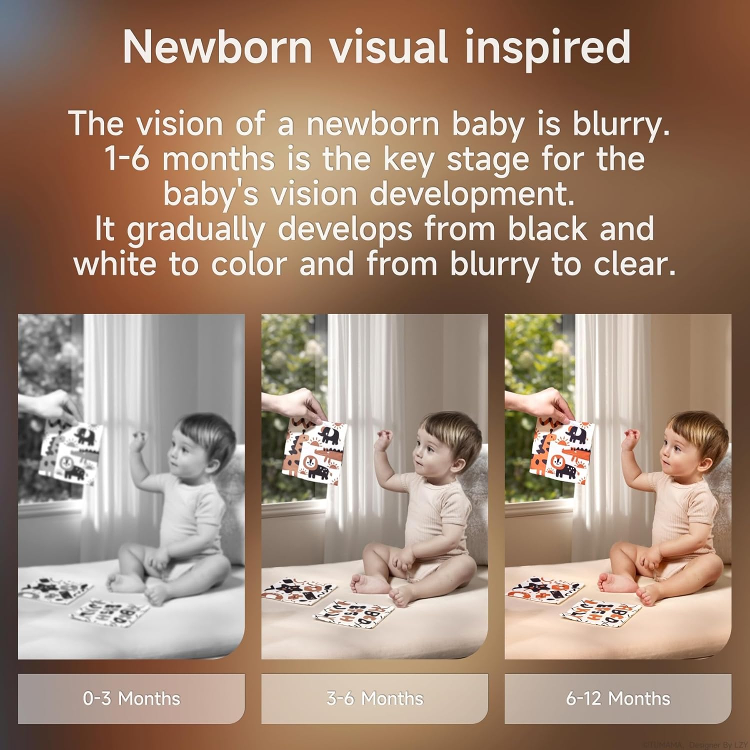 TUMAMA KIDS Montessori Baby Tissue Box with Contrast Designs, Colourful Ribbons and Crinkle Paper for Toddler 0 3 6 9 Months+