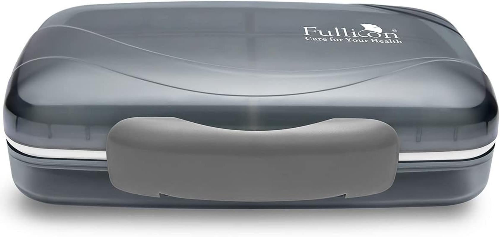 Travel Pill Organizer Large Portable Medication Organizer, Fullicon Oversize 8 Compartment Pill Box, Vitamin Travel Case Pill Holder - Airtight & Moistureproof (Black)