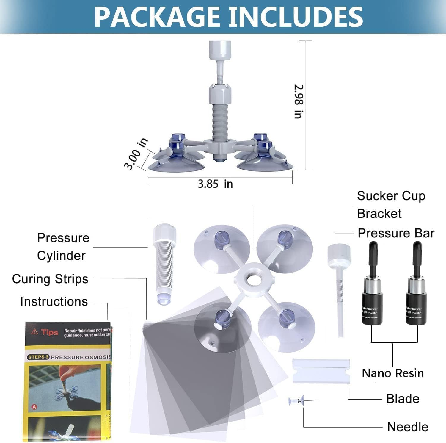 Windshield Crack Repair Kit, Upgraded Windshield Repair Kit for Chips and Cracks, Windshield Chip Repair Kit Quick Fix for Chips, Cracks, Starshaped Crack Chips, Fix Chips Crack image number 5