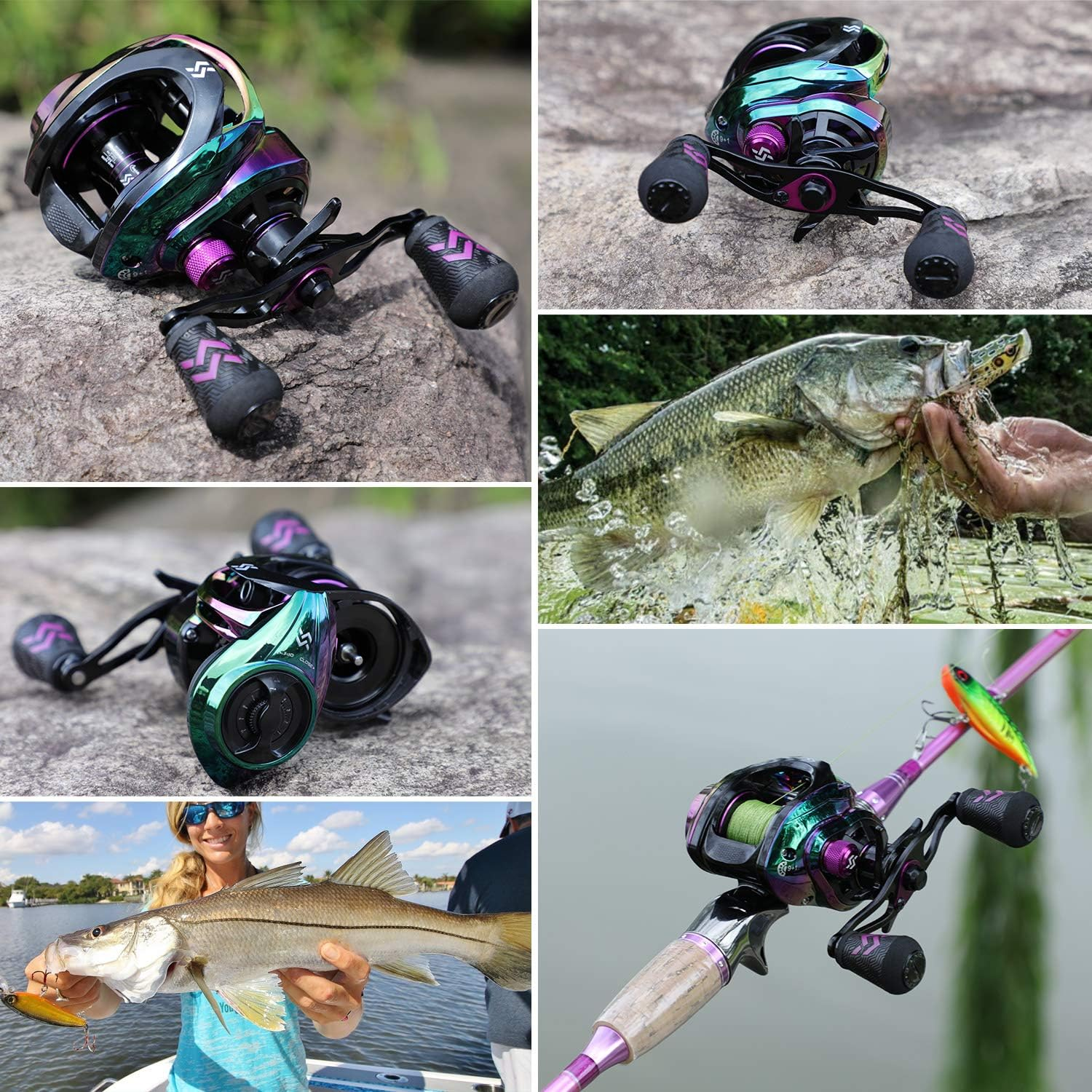 Sougayilang Baitcasting Reels - Colorful Fishing Reel, 8.0：1 Gear Ratios, 9+1 BB, Magnetic Braking System