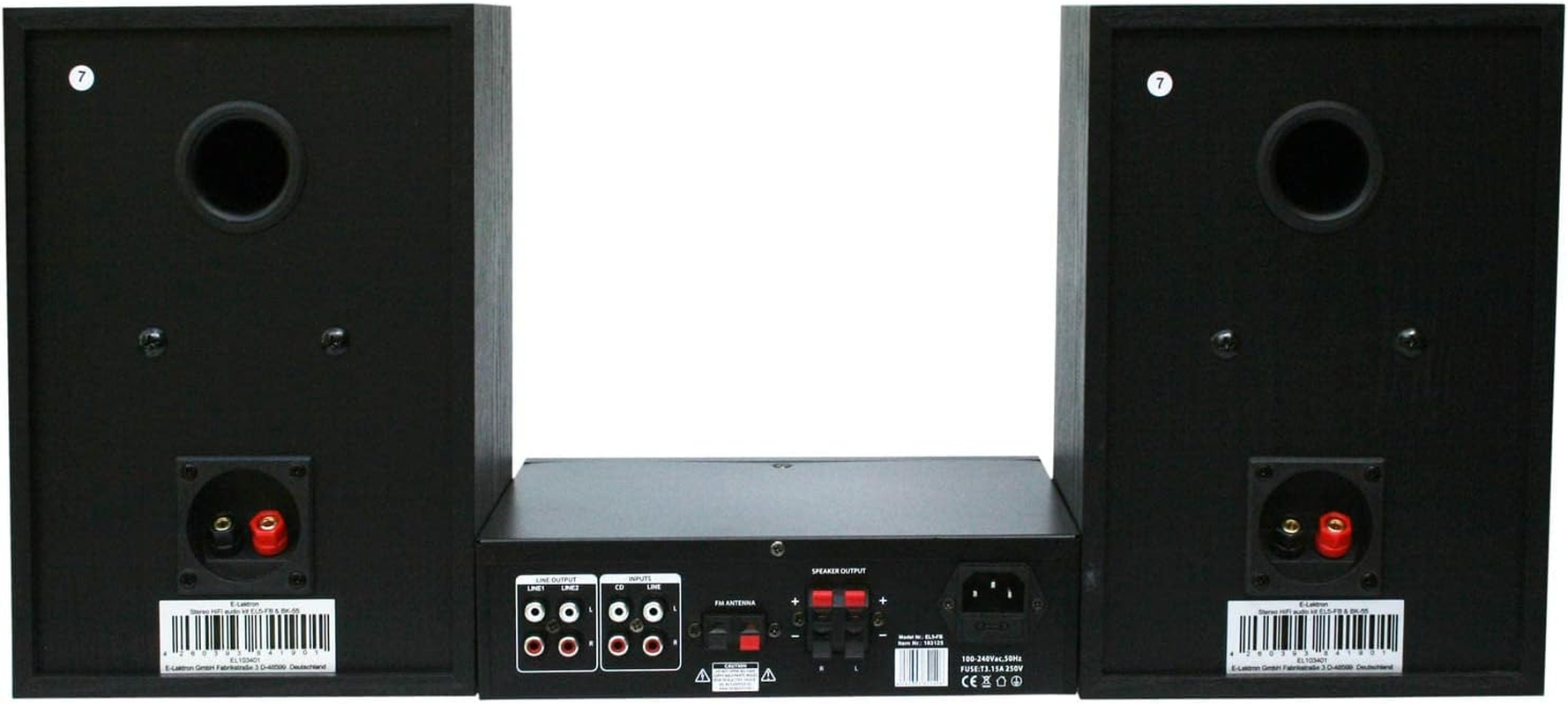 E-Lektron EL103401 EL-FB Hifi Digital Class D Amplifier Bluetooth FM with 2-Way 5.5 Inch Home Stereo Wooden Studio Monitor Speaker 200W image number 2