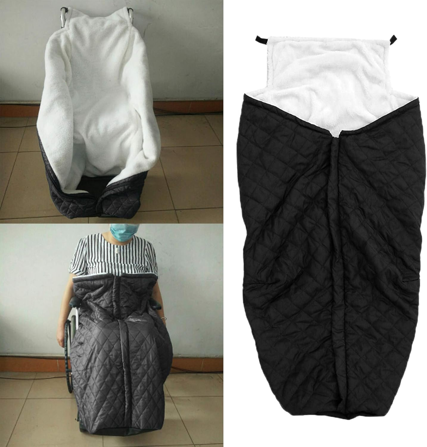 100% Waterproof Fleece-Lined Wheelchair Cozy Cover Windproof for Wheelchairs - Black, 132X65Cm image number 4