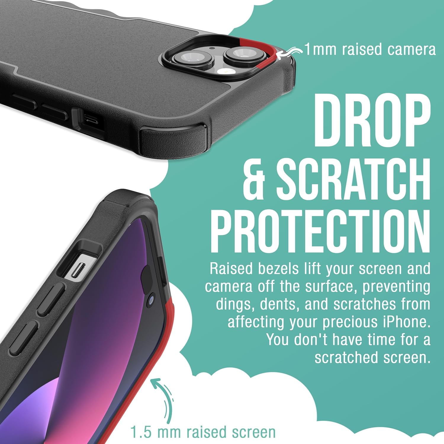 Smartish Iphone 15 Protective Case - Gripzilla Compatible with Magsafe [Rugged + Tough] Heavy Duty Armored Slim Cover with Drop Protection - Black Tie Affair image number 5