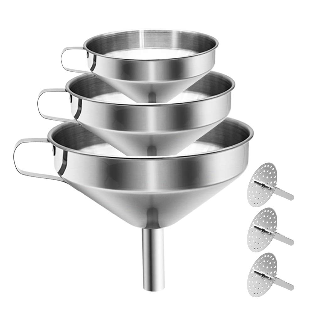 HOXHA Stainless Steel Kitchen Funnel with Removable Strainer/Filter, 5-Inch, Silver image number 4