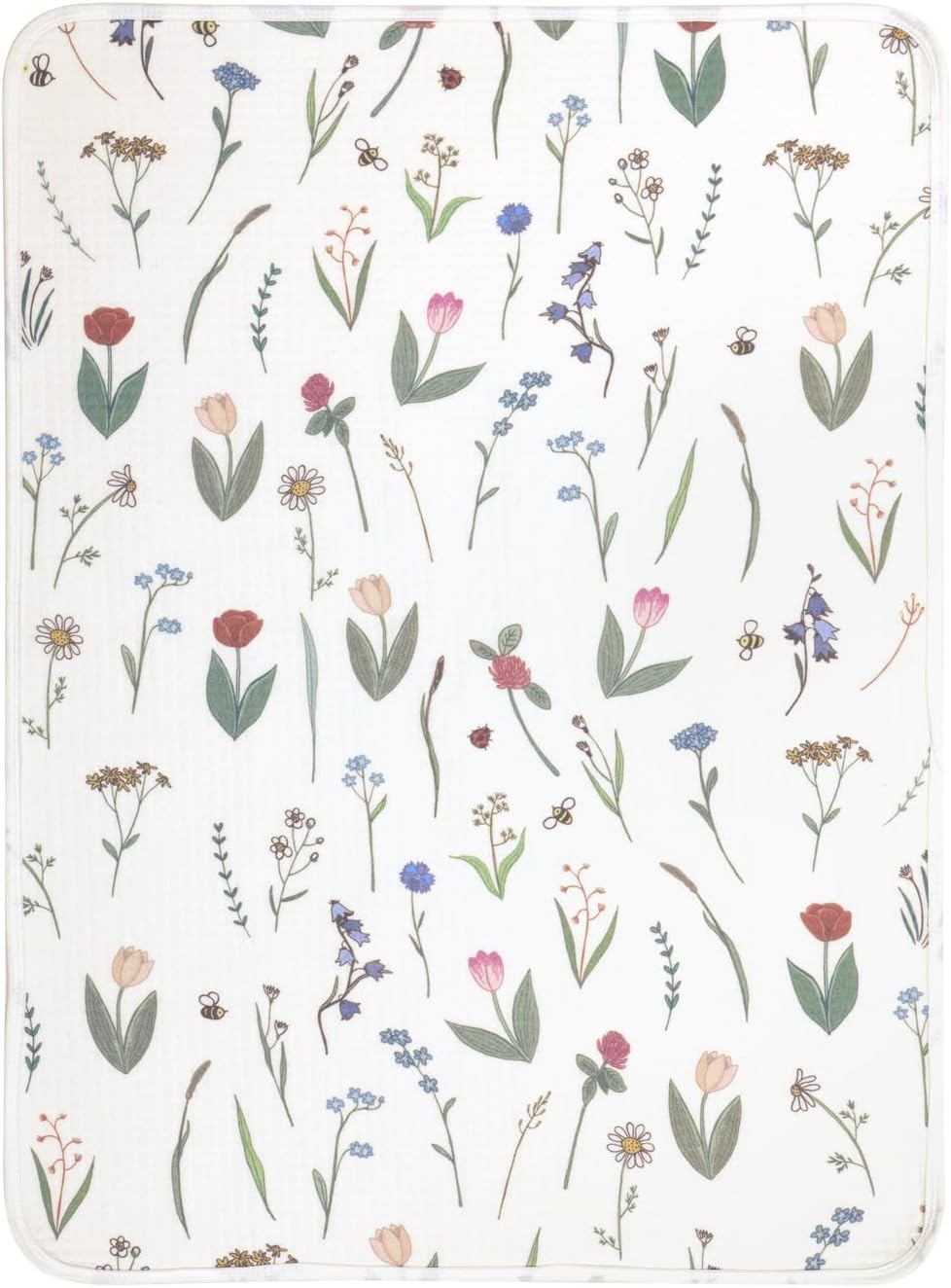 Haakaa Waterproof Changing Pad Liners, 100% Cotton, Soft & Breathable (1Pc, 19.5" X 27.5" Vintage Garden)