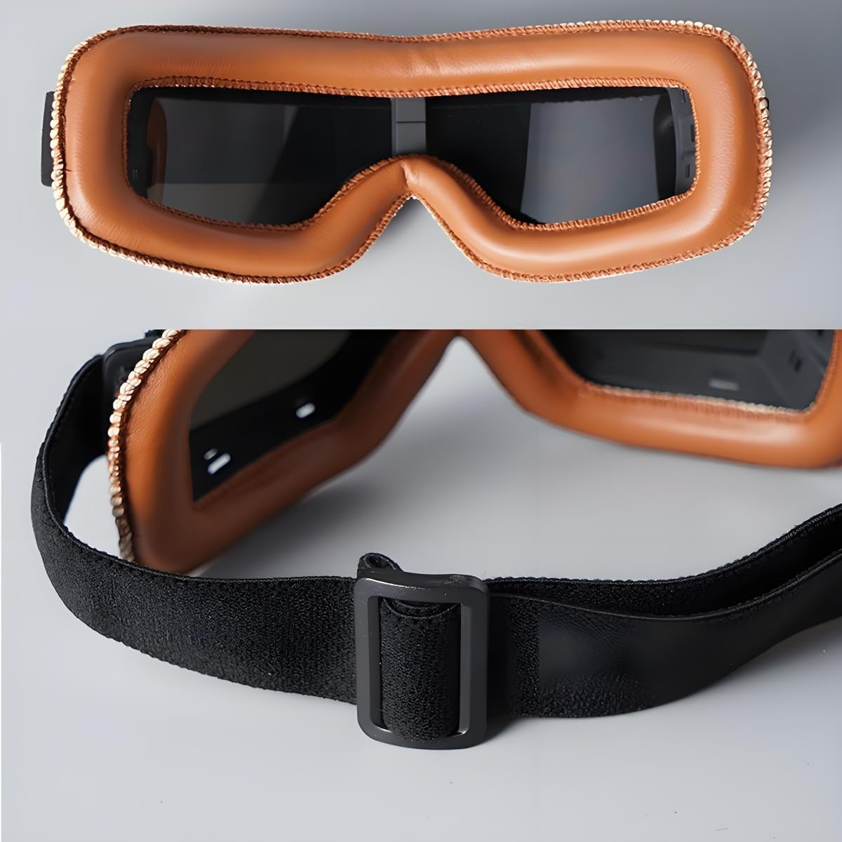 Windshield Goggles,Safety Bike Goggles,Motorcycle Riding Safety Goggles Padding Goggles Windproof Dustproof Motorcycle Sunglasses for Outdoor Activities - Brown Frame+Colorful Lens image number 1