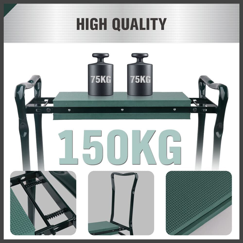 HORUSDY Garden Kneeler and Seat, Heavy Duty Foldable Gardening Stool Kneeling Bench with Tool Storage Pouch and Soft EVA Kneeling Pad for Women Men Gardener image number 1