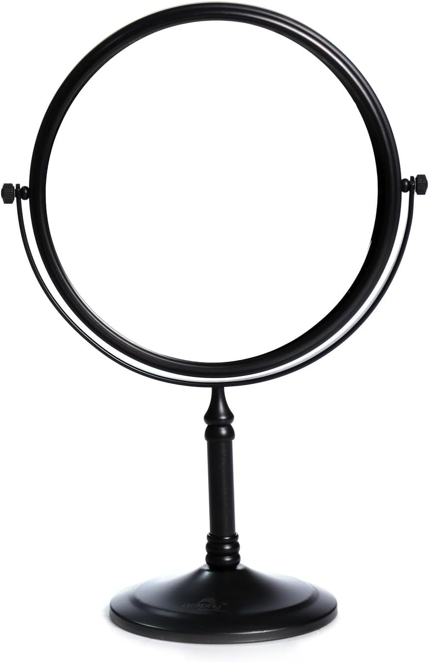 Dolphy 8-Inch Tabletop Makeup Mirror &ndash; Black, 5X Magnifying Mirror with Dual-Sided Swivel Design, Sleek & Modern Look for Home Vanity, Salon, Spa & Travel Use image number 1