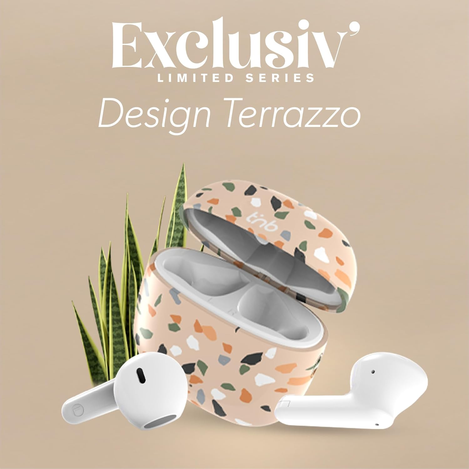 T'Nb Wireless Headphones Exclusive Collection 15 Hours Running Time Fashion Design Touch Control Volume Control Beige image number 6