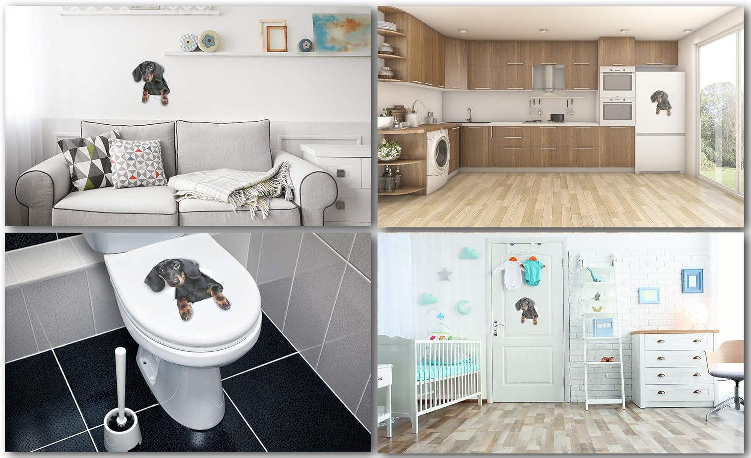 Winston & Bear Dachshund Wall Decals - 2 Pack - Sausage Dog Toilet Sticker - 3D Wiener Dog Car Sticker - Dachshund Lover Gift Pack image number 2