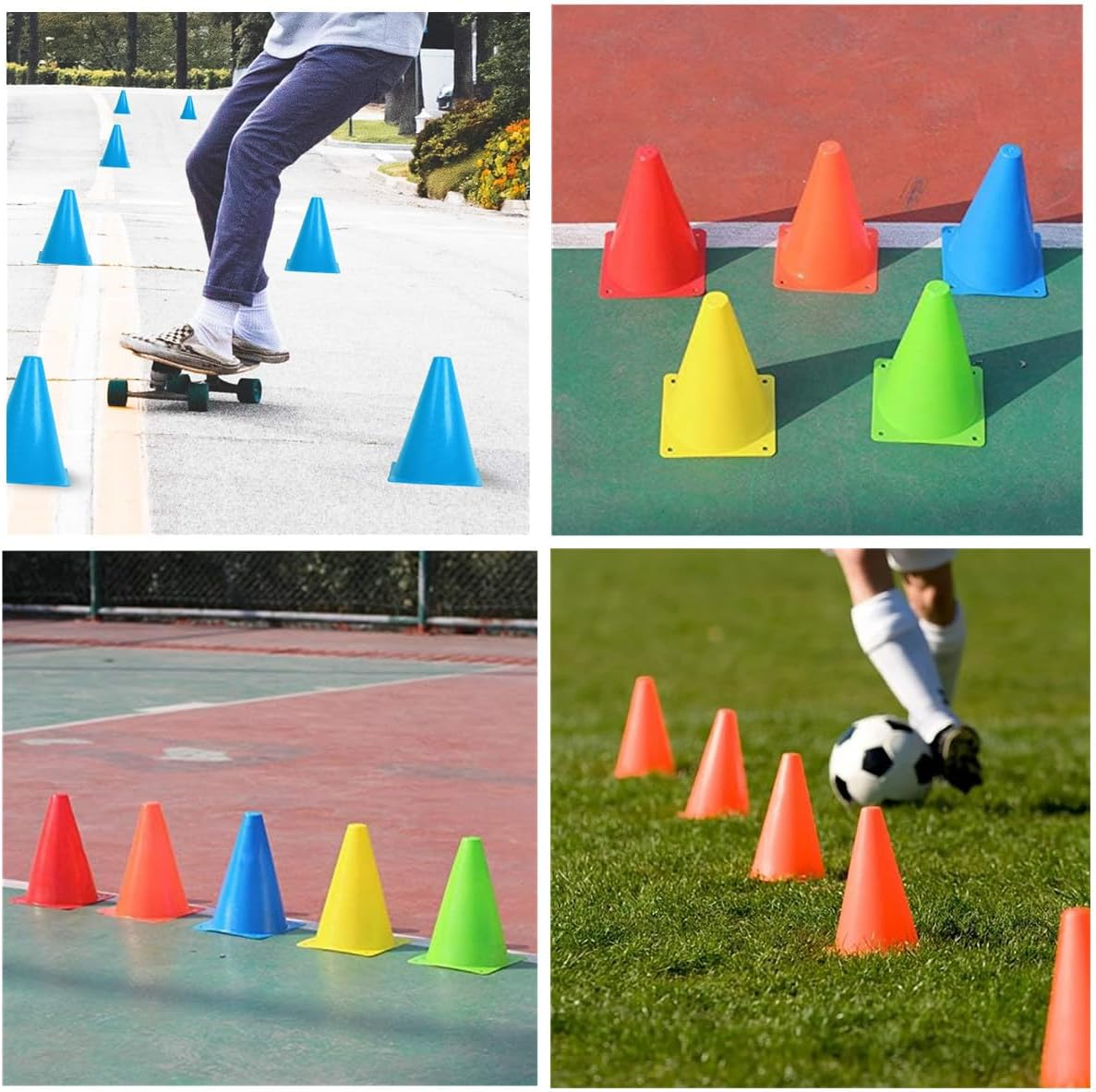 YKHNIS Soccer Cones, 10 Pack Multipurpose Training Cones,Football Training Cones,Agility Field Marker Cones for Basketball Football Drills Training, Outdoor Activity or Events image number 1
