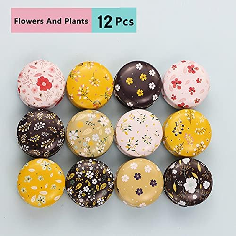 Rarapop 12 Pack Reusable Mini round Tinplate Candle Tin Jars with Lids, 20Ml Small Flower Travel Tin Cans Refillable Empty Container Bottle for Lip Balm, Salve, Eye Shadow, Powder image number 3
