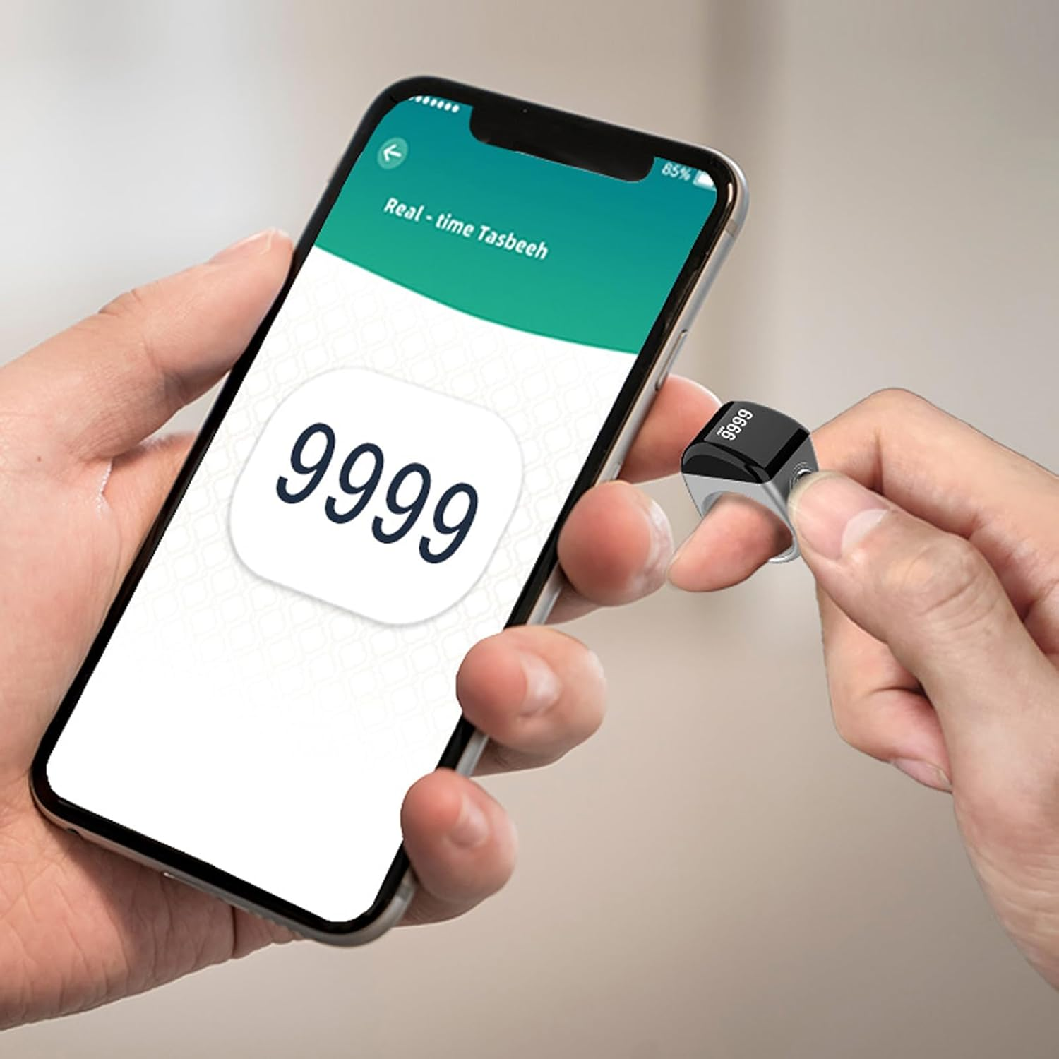 YUENTOEN Smart Ring Counter, Tasbih Counter Smart Ring, Digital Electronic Smart Tally Counter, APP Support, Prayer Reminders, Easy Count(Black, 20Mm) image number 2