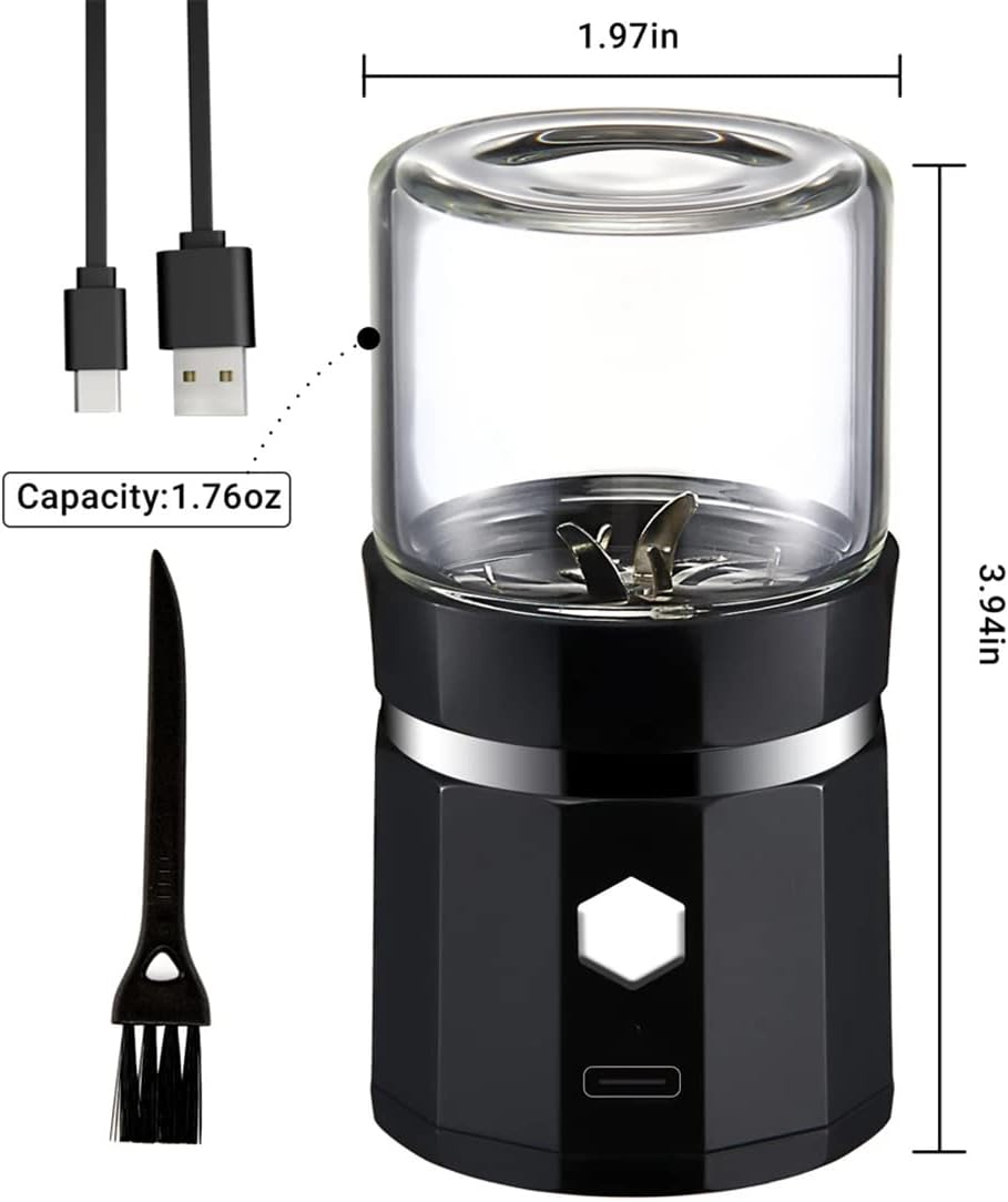 MOUNAY Mini Electric Grinder Portable Vanilla Grinder USB Rechargeable with a Cleaning Brush for Herb Tea Rosemary image number 5