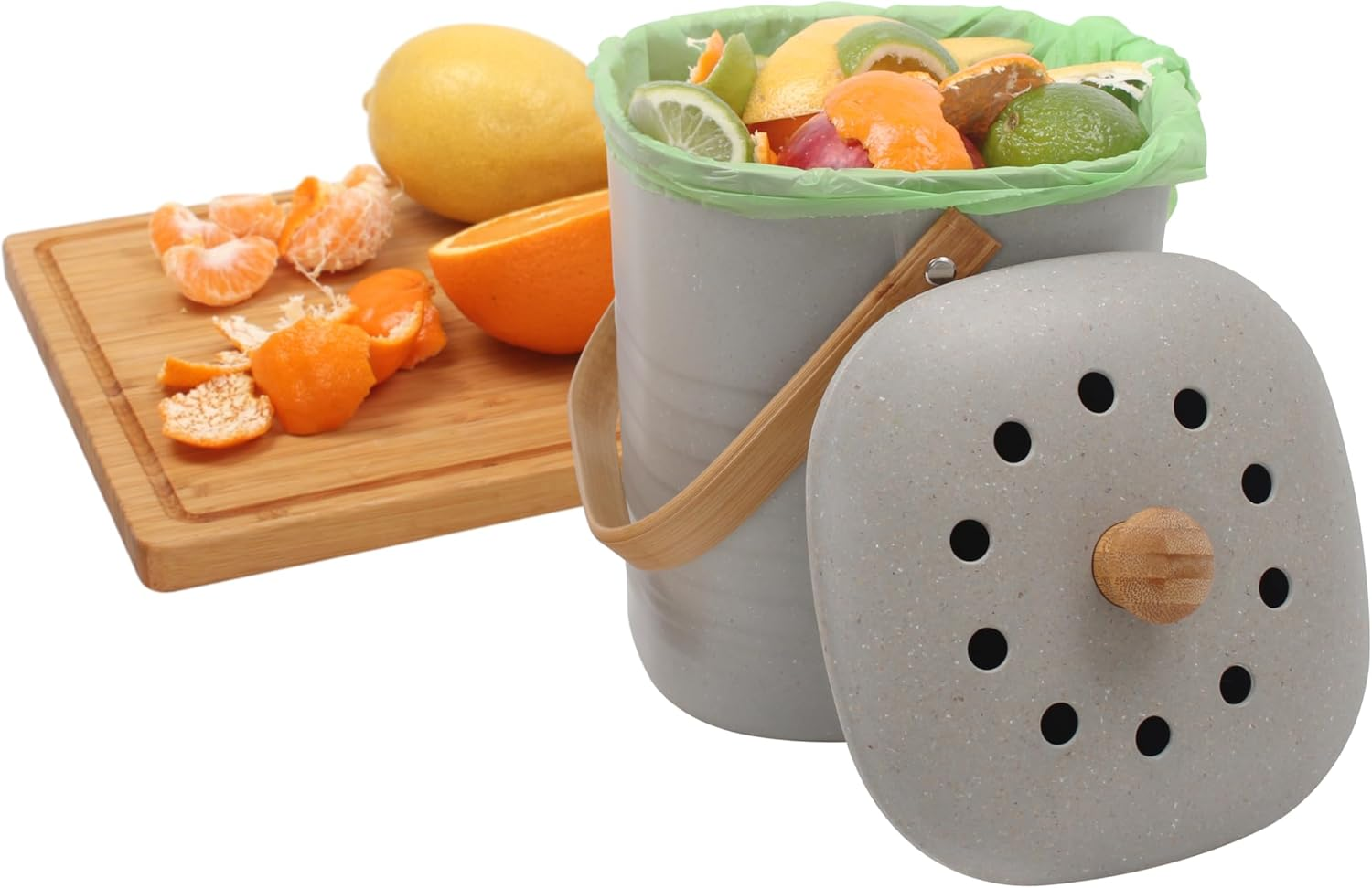 White Magic Eco Basics Compost Kitchen Waste Bin, Granite, 4 Litre Capacity image number 1