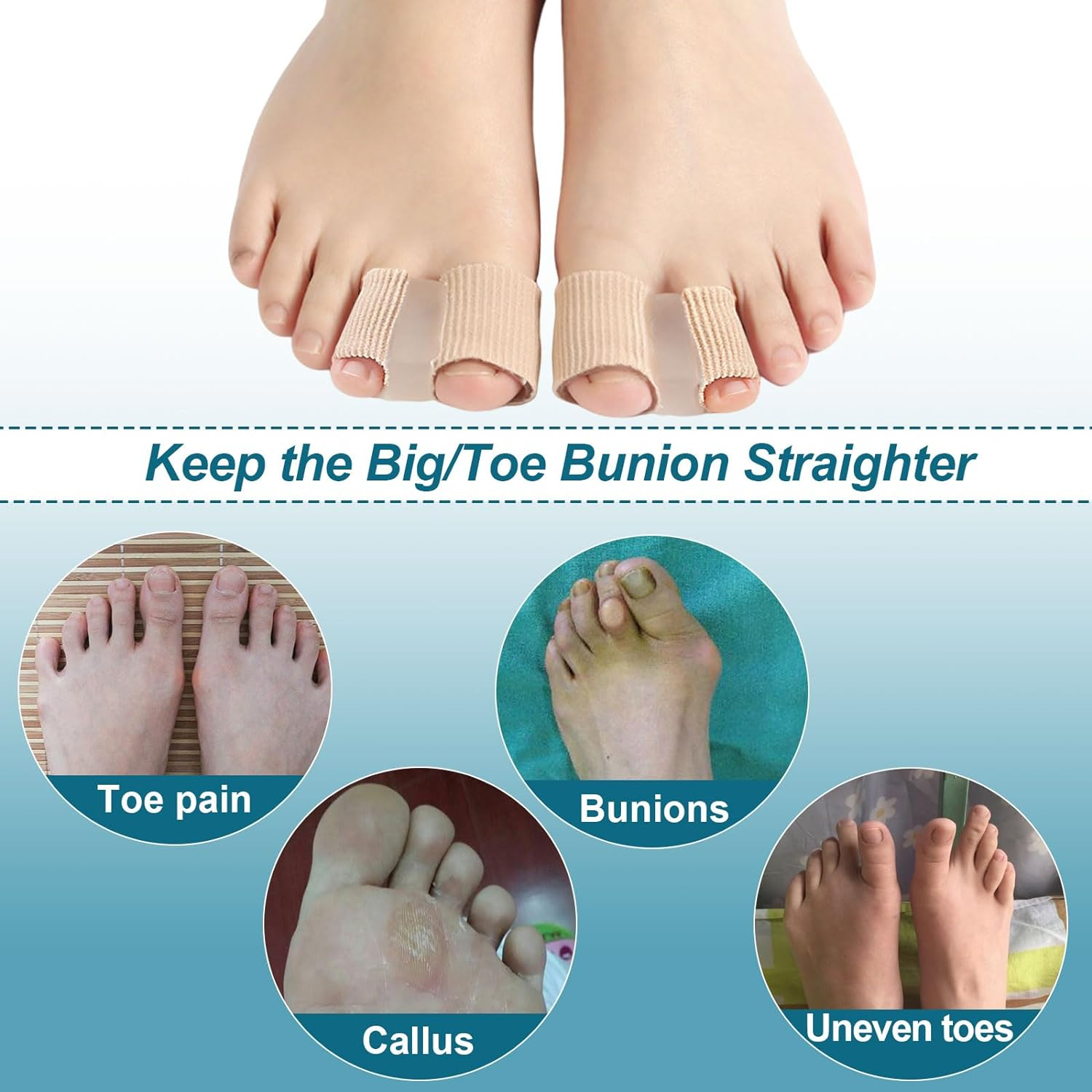 6 Pack Toe Separators, Bunion Corrector for Women Men, Hammer Big Toe Straightener for Overlapping Breathable and Bunion Pain Relief image number 4