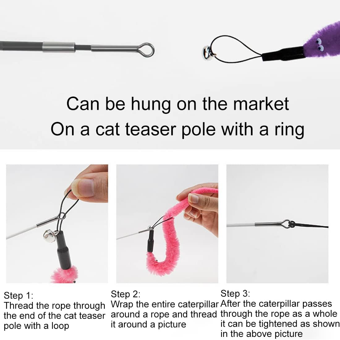 6 Pieces Cat Toys, Interactive Cat Toy, Colourful Fabric Ribbon Sticks, Cat Cord Toy, Indoor Cat Toy, Interactive, Pet Toy for Kitten Training, Cat Accessories image number 1