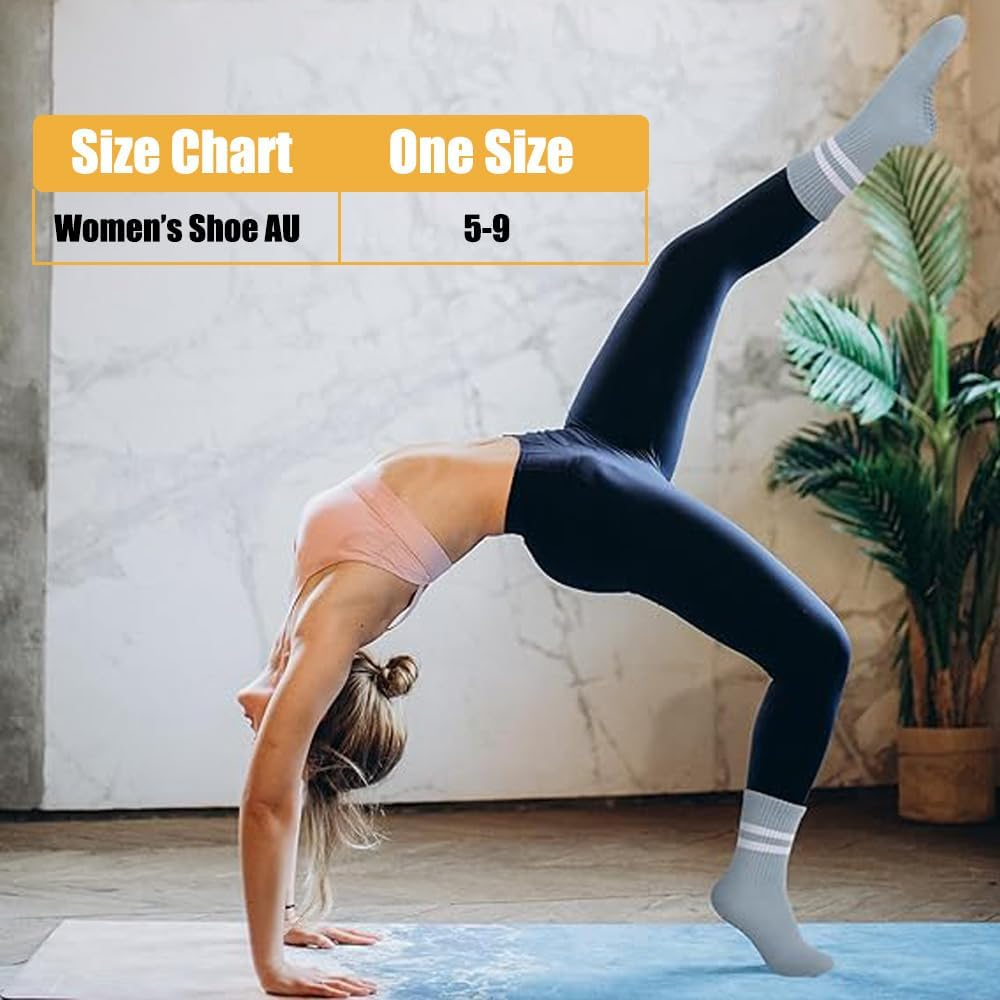 Meunmro Yoga Socks 6 Pairs for Women, Pilates Grip Socks, Non-Slip Socks for Yoga Pilates Ballet Dance Fitness, One Size image number 1