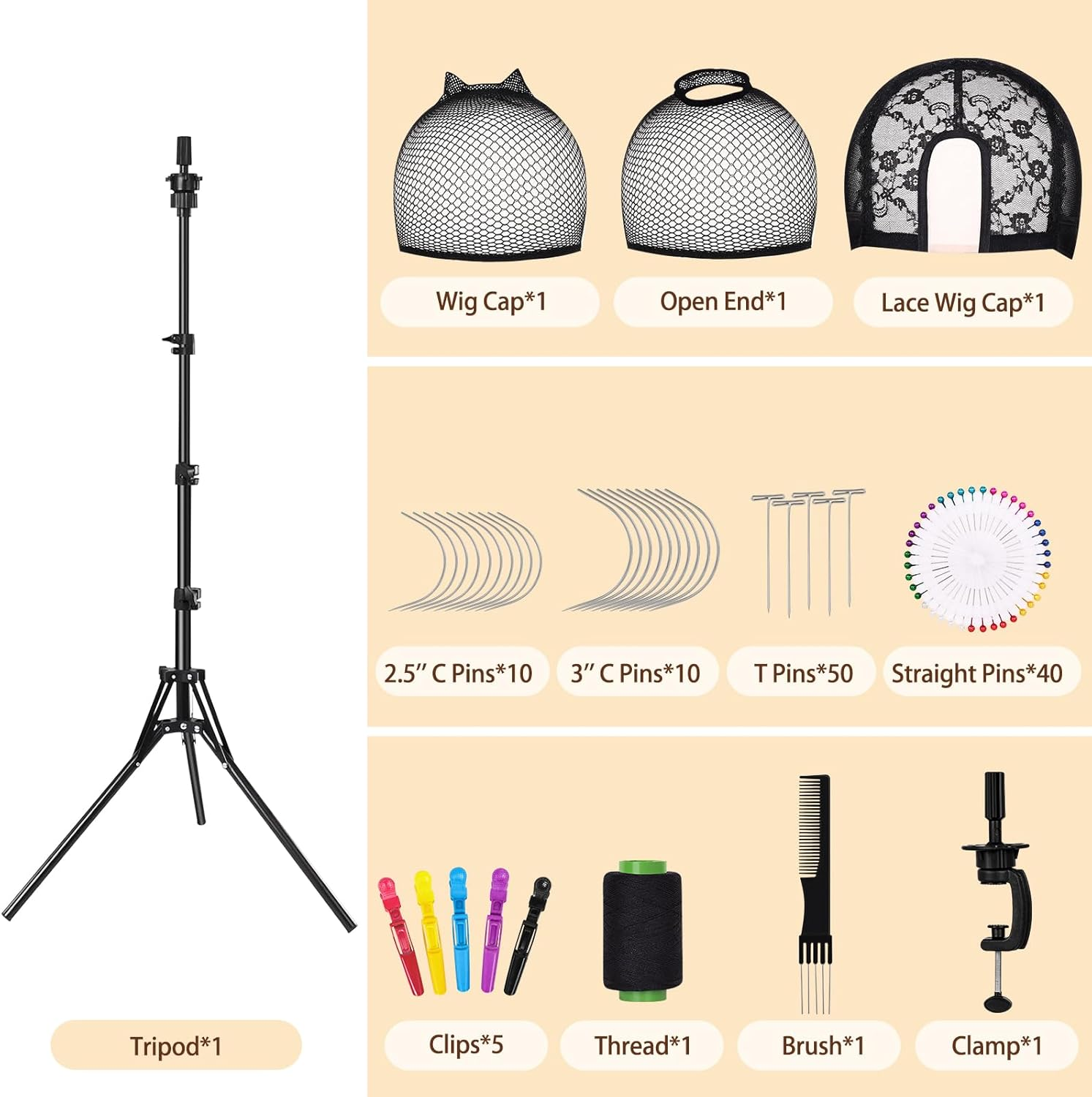 63 Inch Wig Stand Tripod with 22 Inch Head, Canvas Wig Head Stand with Mannequin Head for Wigs Mannequin Head Block Set for Wigs Making Display image number 4
