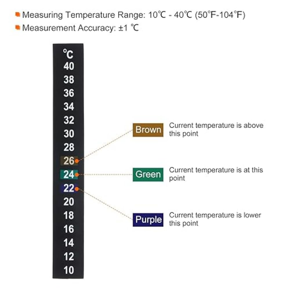 2Pcs Durable Discoloration Thermometer Stick-On Aquarium Temperature Fish Tank Temperature Sticker Aquarium Accessories Digital Dual Scale Stick-On and Attractive for Fish Tank 10℃ to 40℃ image number 5