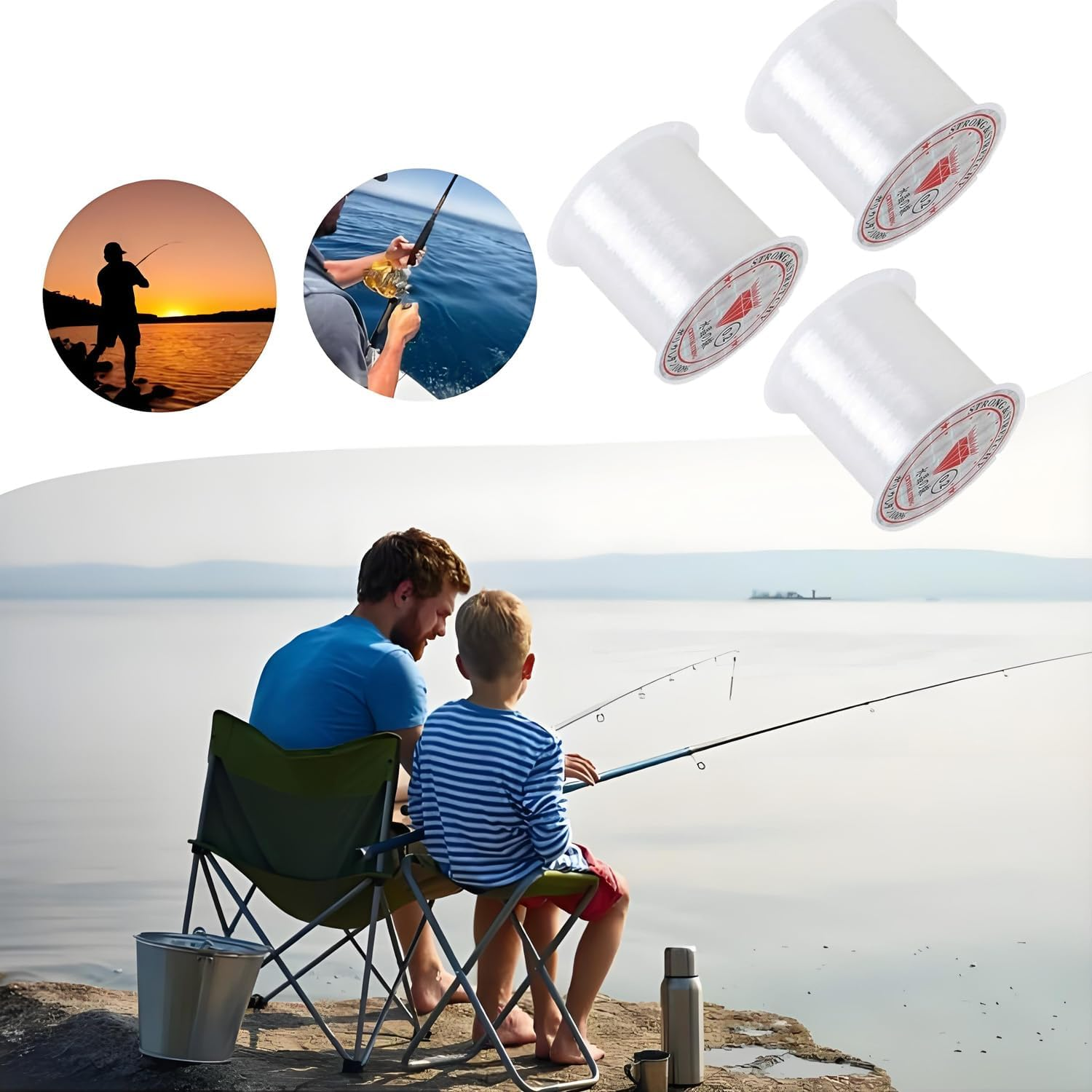 3 Roll Transparent Fishing Line Set,0.2Mm/0.25Mm/0.3Mm Nylon Line,Ultra-Strong Invisible Line,Transparent Nylon Fishing Line,Suitable for Beadwork,Handicrafts and Jewellery Making image number 1