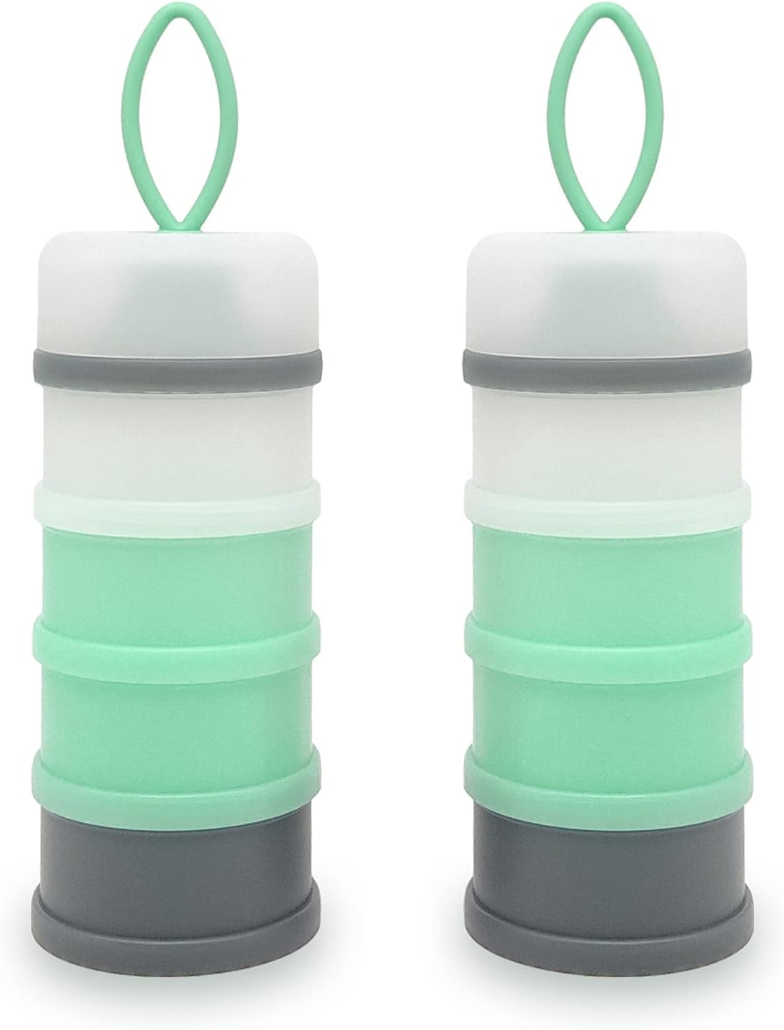 LADISO Baby Formula Dispenser, Portable Milk Powder Dispenser Container, Baby Feeding Travel Storage Container, Formula Mixer, Formula Holder, BPA Free, 4 Compartments, 2 Packs, Dispensador De F&oacute;rmula