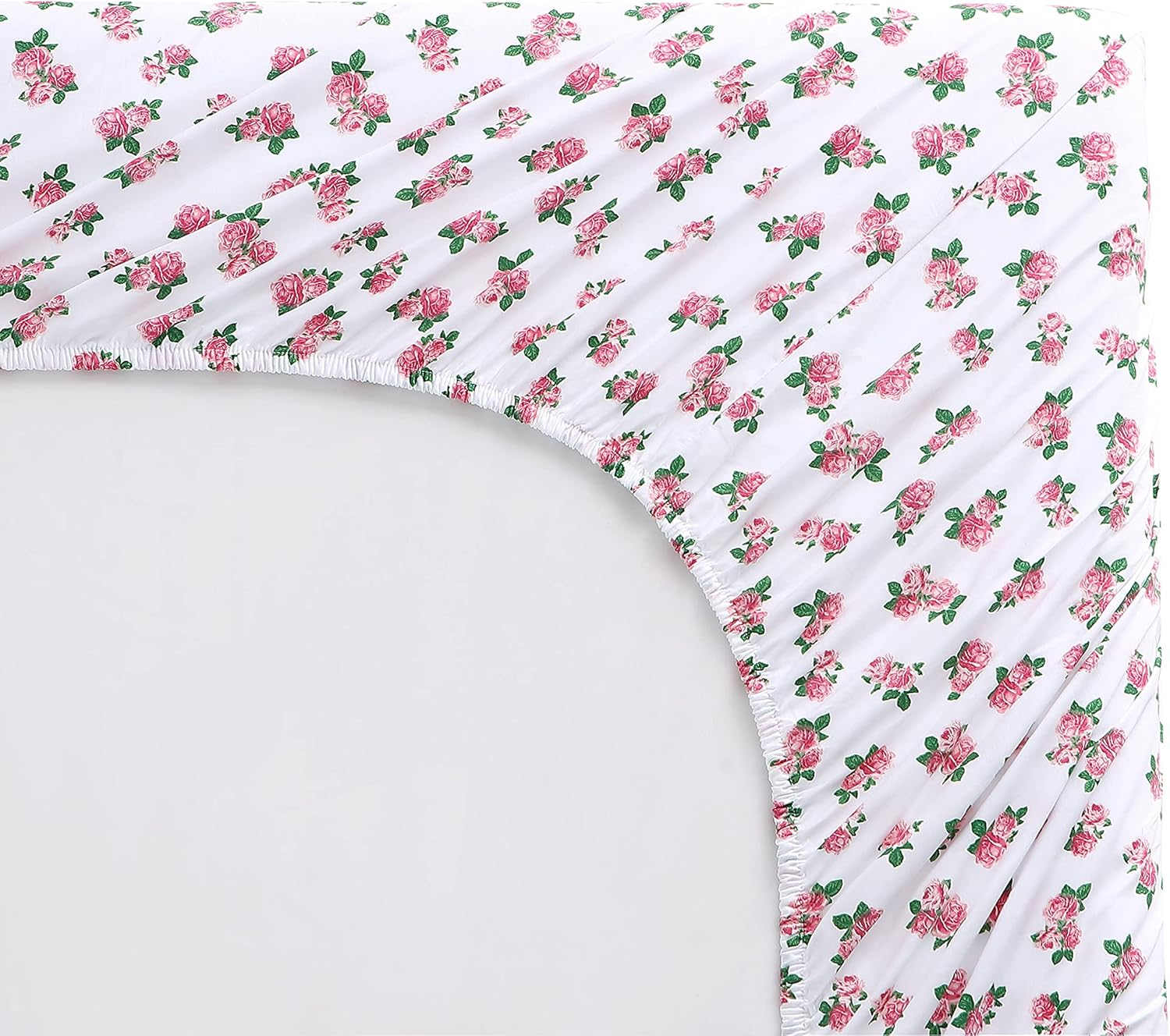 Betsey Johnson- Queen Sheet Set, Cotton Percale Bedding Set, Crisp & Cool, Lightweight & Breathable (Teeny Tiny Roses, Queen) image number 4