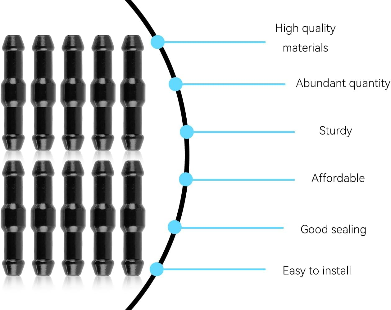 Pack of 10 Car Hose Connectors, Windscreen Washer Hose, Universal Wiper Hose, Splash Hose Adapter, Insulating Hose, Vacuum Hose, for Car (Black) image number 2