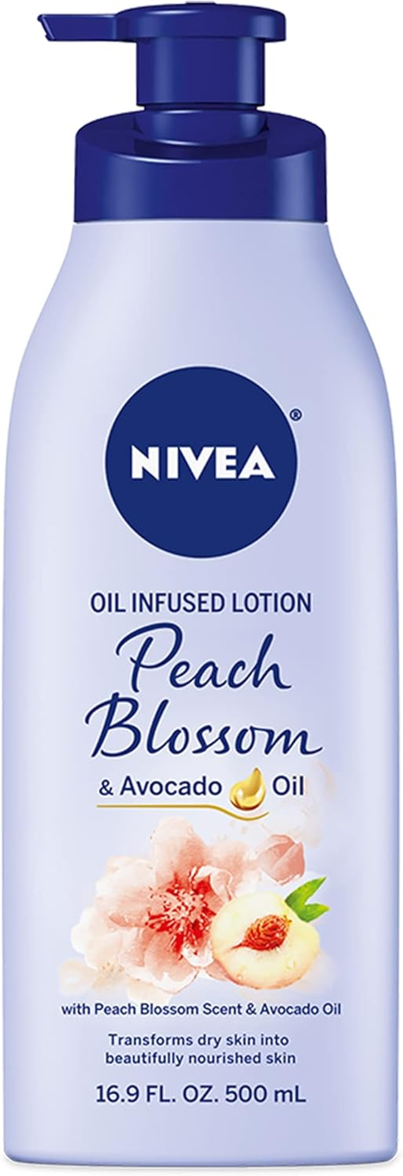 NIVEA Oil Infused Peach Blossom and Avocado Oil Body Lotion, Body Lotion for Dry Skin, 16.9 Fl Oz Pump Bottle image number 4