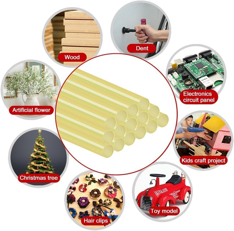 15Pcs Hot Glue Sticks, 270 X11Mm Yellow Eva Hot Melt Glue Sticks Adhesive General Repair Tool for DIY Home Office Projects Car Dent Repair Craft Audio Art image number 2