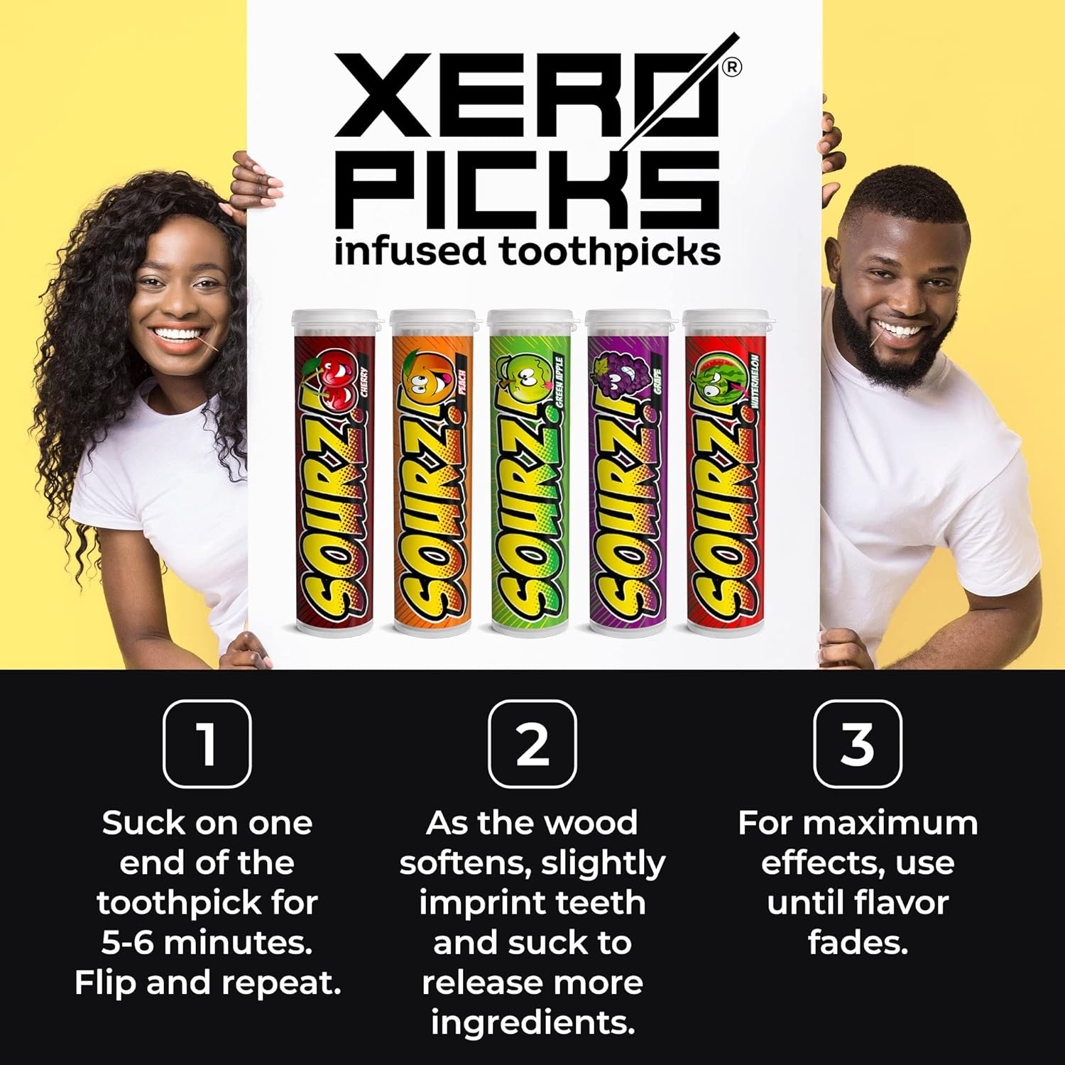 Xero Picks - Sourz Infused Flavored Toothpicks for Long Lasting Fresh Breath - 100 Picks - 5 Pack - Variety Pack image number 5