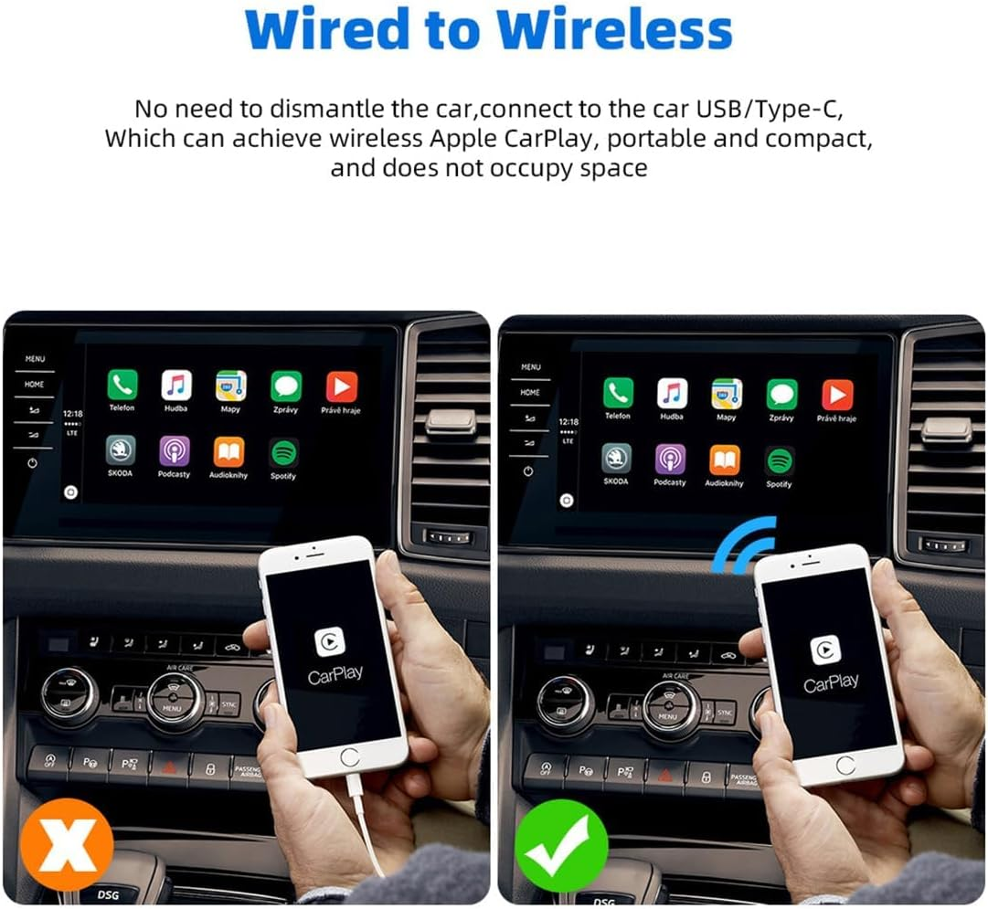 Carplay Adapter for Ios Phone Car (Ios 10.0 and Above) OEM Wired to Wireless Carplay USB Dongle Plug and Play 5V Carplay Dongle image number 2