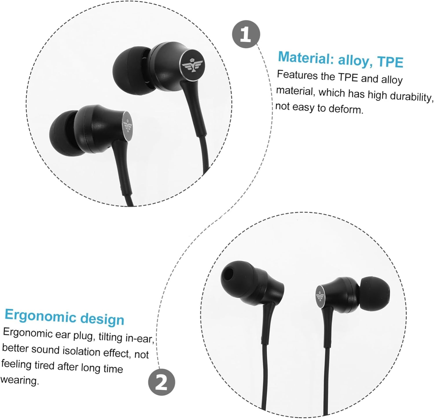 Sewroro -Ear Earphones with 3.5Mm Jack Wired Earbuds Headphones for Phone and Laptop Stereo Sound Compatible with Audio Devices Random Color image number 6