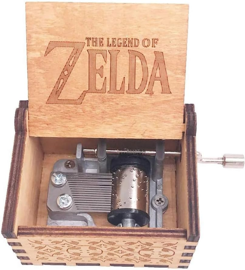 Music Box Hand Crank Musical Box Carved Wooden,Play :Song of Storms from Ocarina of Time,Brown image number 3