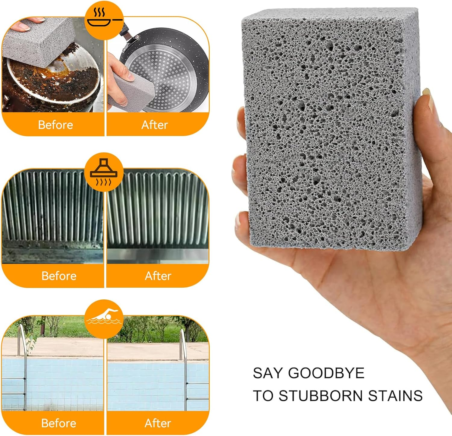 6 Pcs Grill Griddle Cleaning Brick Block, Barbecue Cleaning Stones, No Scratches Reusable Ecological Grill Cleaning Block, Pumice De-Scaling BBQ Block for Remove Grill Barbecue Nets Greases Stains (6) image number 1