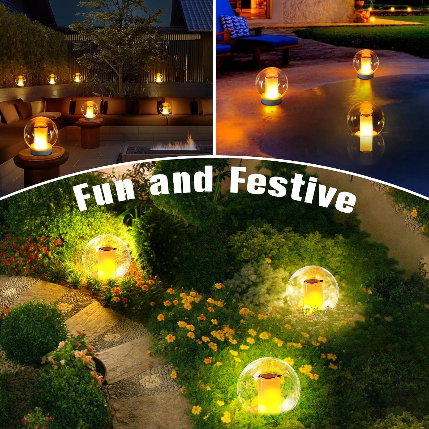 Floating Pool Lights, Solar Powered Flame Pool Lights, IP68 Waterproof Swimming Pool Lights That Float, Glow in the Dark Pool Ball Lights, Solar Floating Lights for Pool, Pond Gifts -2PCS image number 5