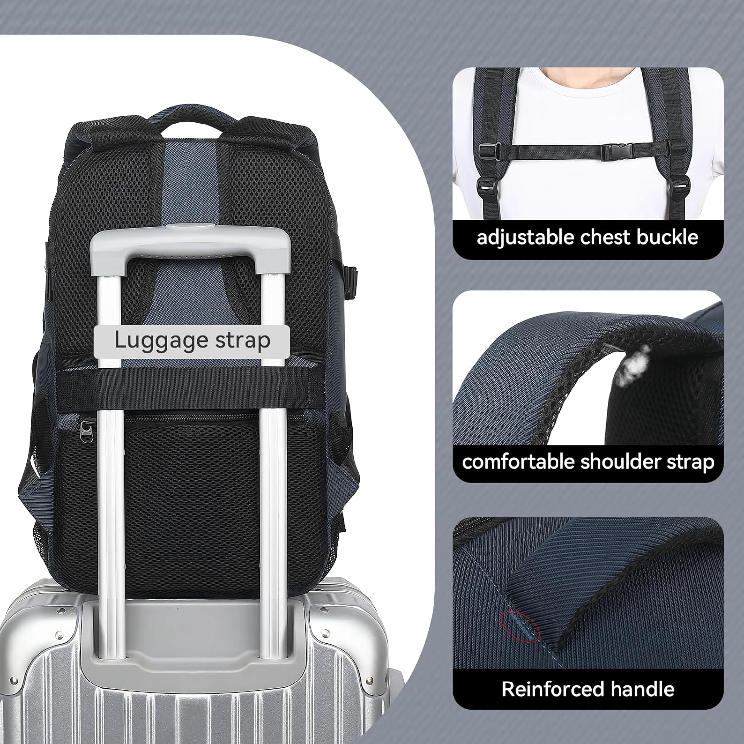 Yankony for Ryanair Cabin Bags 40X20X25 Underseat Cabin Bag, Small Travel Backpack Cabin Size Carry on Hand Luggage Bag for Airplanes, Multiple Pockets Comfort Rucksack 20L for Men and Women