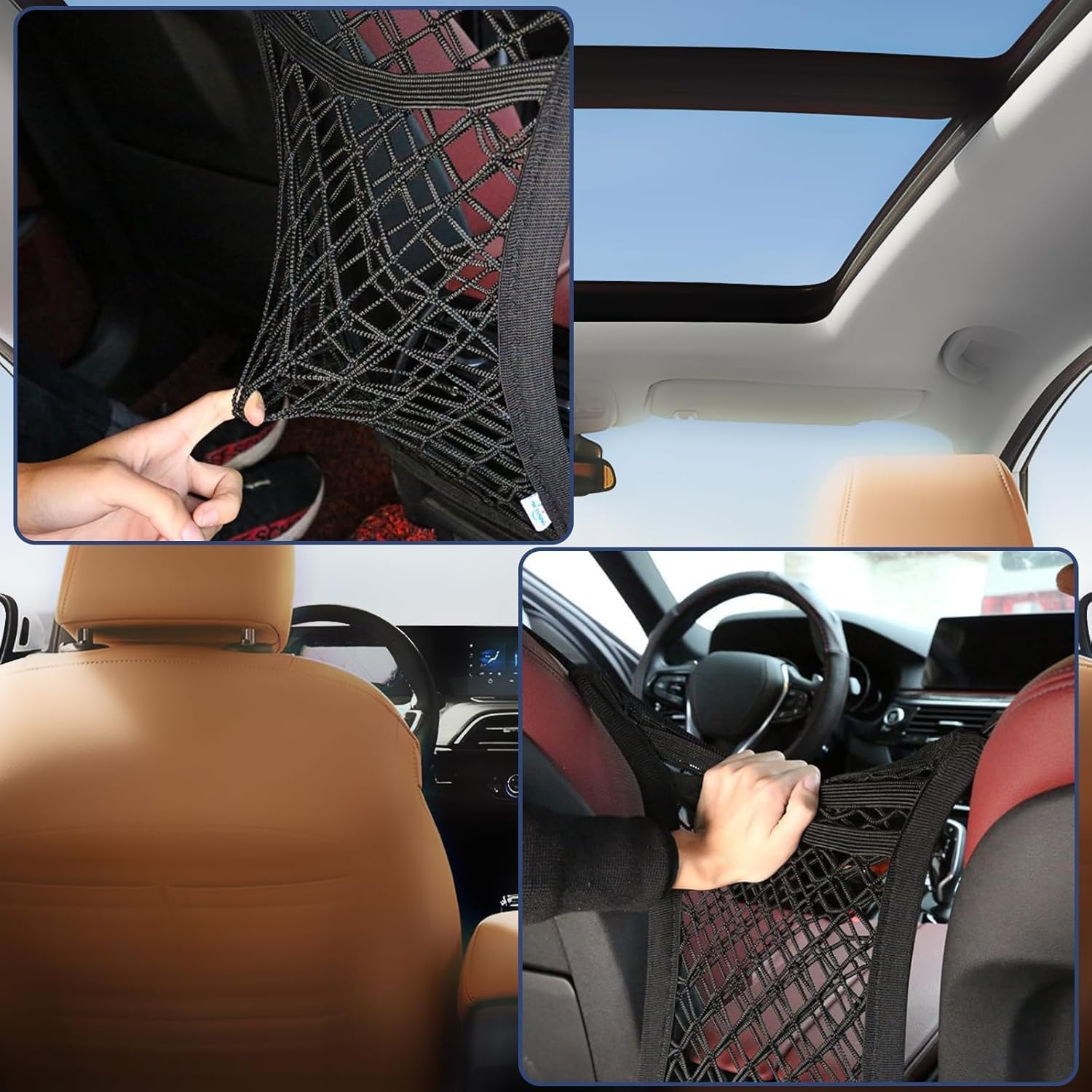 Universal Car Pet Barrier Net with 3-Layer Mesh Storage Bag - Dog Divider for Suvs, Trucks, and Cars - Retractable Safety and Travel Storage image number 4