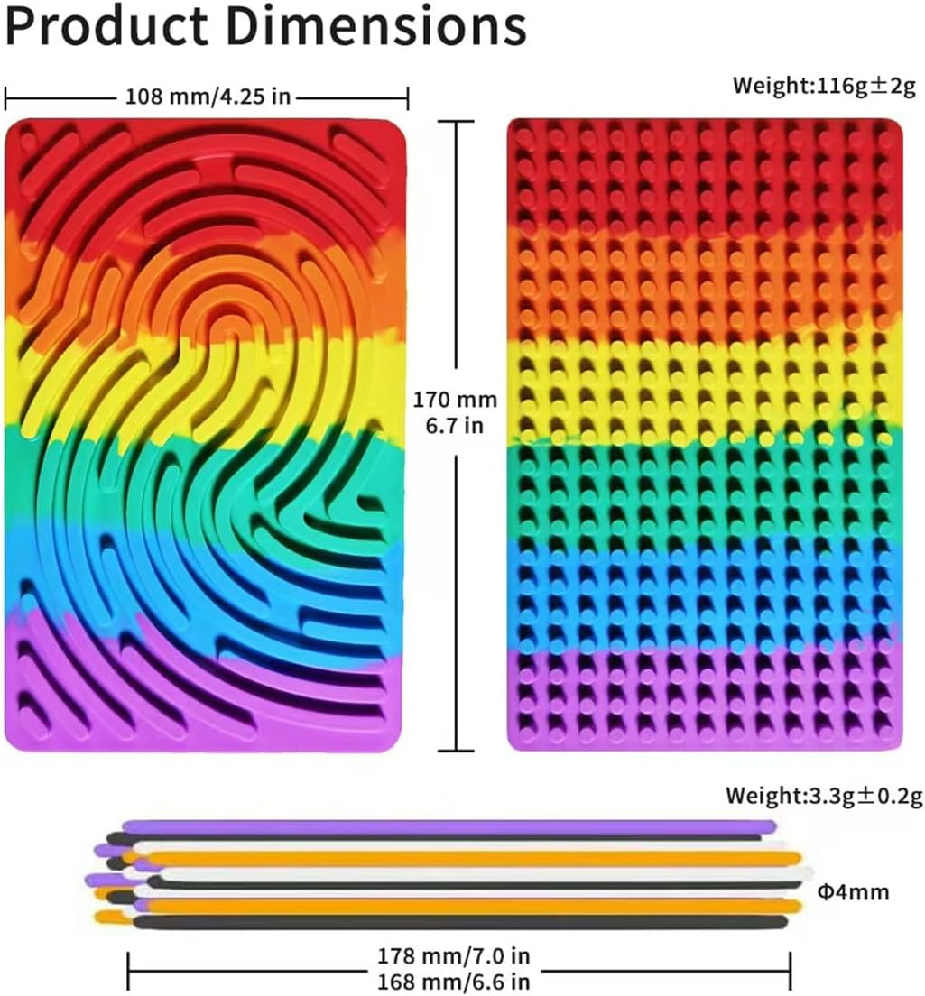 Sensory Activity Board for Kid,Double-Sided Sensory Board for Calming, Stress, Anxiety, ADHD & Autism, Travel Calming Activities (Rainbow) image number 2