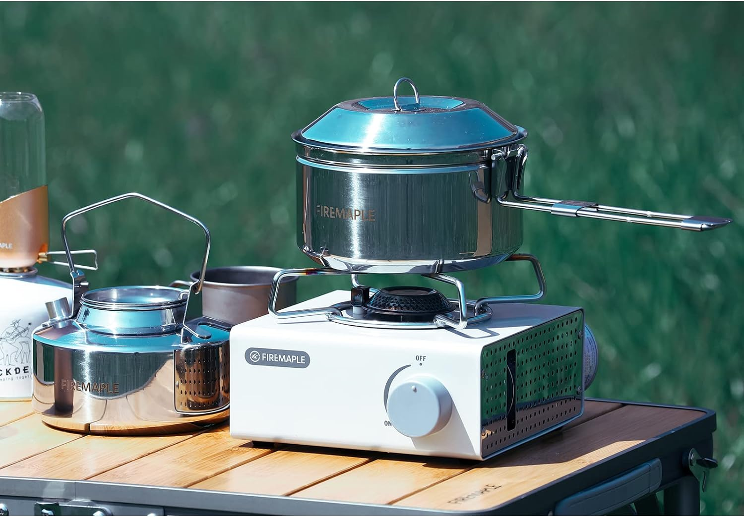 Fire-Maple 1.0L Stainless Steel Camping Kettle and 1.0L Cooking Pot Set, 3-Piece Cookware Set for Backpacking, Camping, Fishing, Bushcraft, Stovetop, Open Fire - 0.8 Litre Stainless Steel Set image number 6