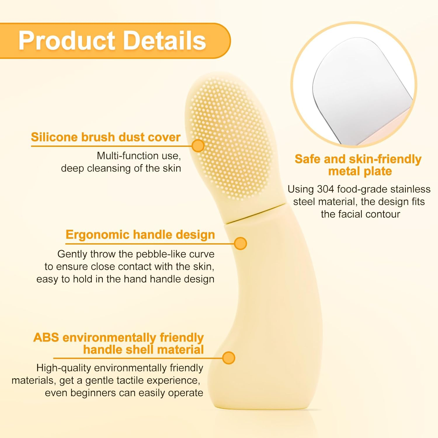 Blackhead Remover Tool, Silicone Stainless Steel Black Head Remover for Nose Deep Clean Blackhead Extractor Face Scraper Tool for Women (Yellow) image number 5